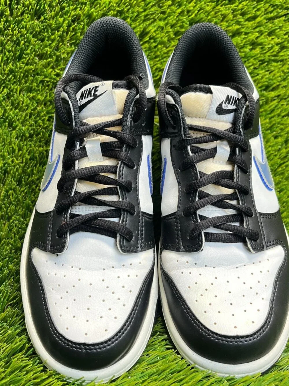 Nike Dunk Low Next Nature Boys Size 6Y White‎ Black Blue Athletic Shoes Sneakers